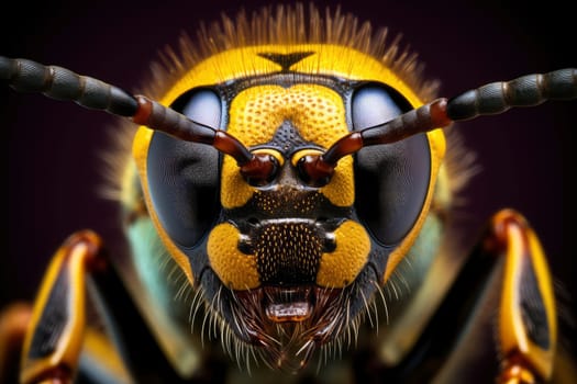 Ultra Macro of a Yellowjacket Wasp's Head. High quality photo