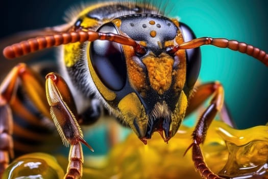 Extreme Macro of a Wasp Face with Antennae. High quality photo