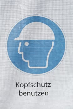 Warning sign Wear safety helmet, use head protection, Germany