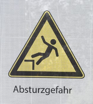 Yellow warning sign Danger of falling, Germany