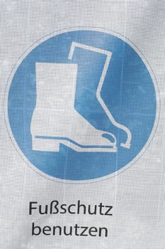Use foot protection warning sign, Germany