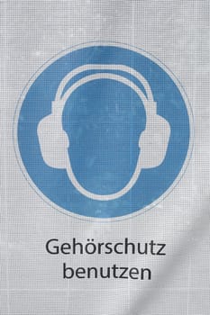 Warning sign Use hearing protection, Germany