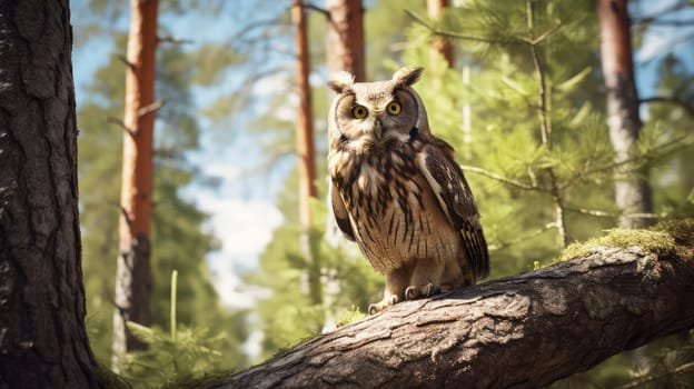 Majestic Owl Perched in a Forest. High quality photo
