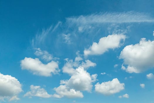 pattern of blue sky with soft harmonic stripes of clouds