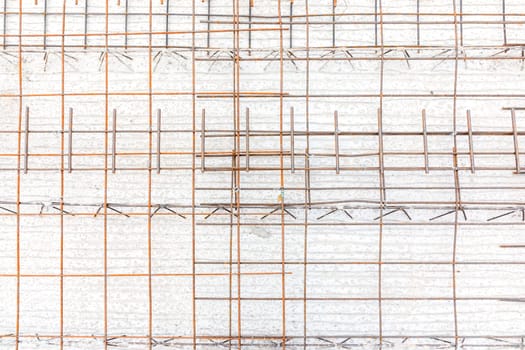detail of concreting the cellar ceiling with iron rods at the construction site