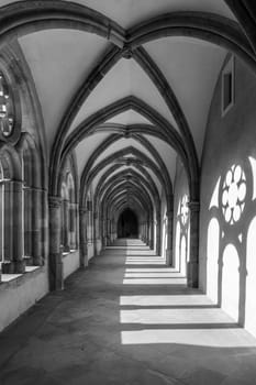 scenic pillar and isle in the old monastery at the dome of Trier, Germany