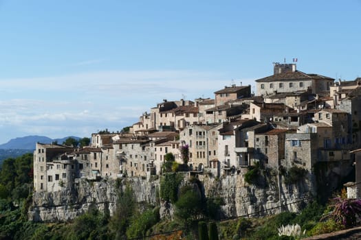 scenic view to village Tourettes sur Loup in France