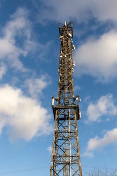 view of electric pylon under clear blue sky
