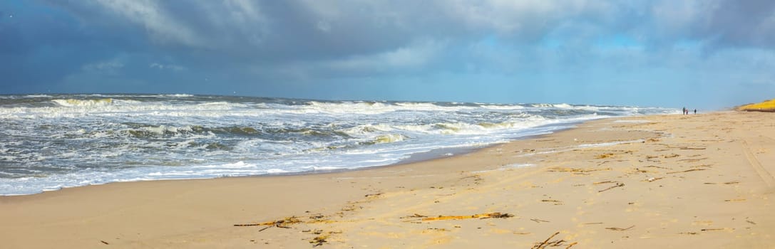 view to beach in Sylt in bad weather condition
