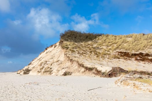scenic dune landscape with beach at ocean North sea  in Sylt, Germany