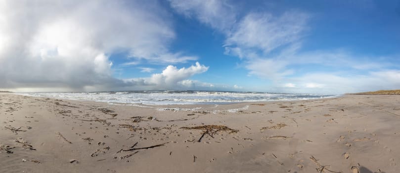 view to beach in Sylt in bad weather condition