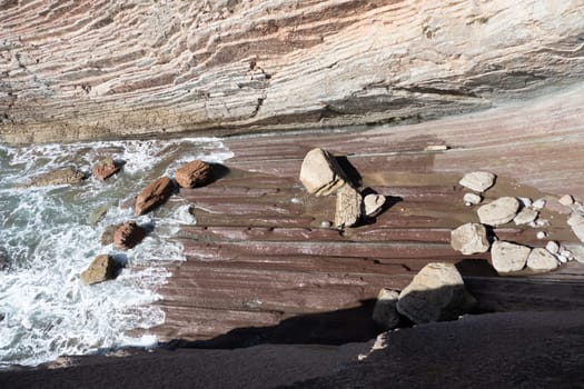 scenic coast landscape at Zumaia Flysch trail in the basque country, Spain