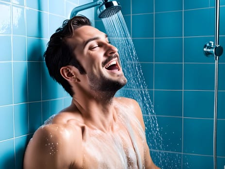 Funny man in the shower