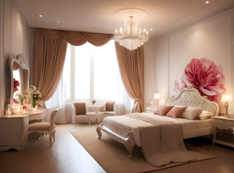 Romantic red roses in bedroom