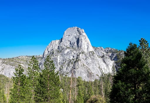 scenic view to yosemite valley under clear blue sky