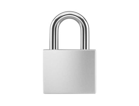 Locked silver color Padlock on the white background