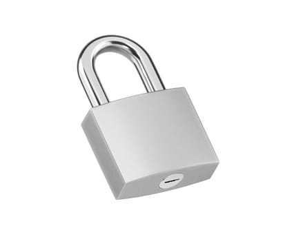 Locked Golden Padlock on the white background.