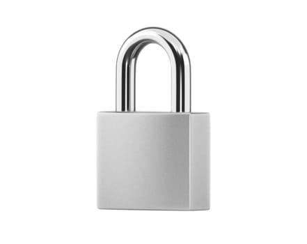 Locked silver color Padlock on the white background
