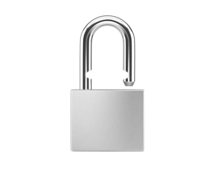 Locked silver color Padlock on the white background