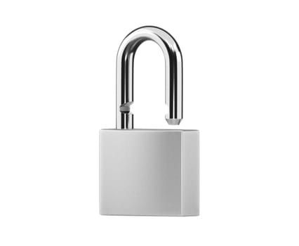 Locked silver color Padlock on the white background