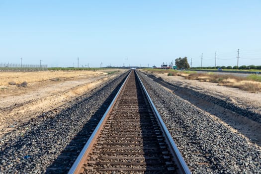 rails in the ruralö landscape near Bakersfield