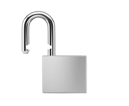 Locked silver color Padlock on the white background