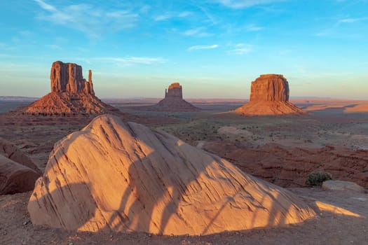 scenic view to the butte in monument valley seen from visitor center, USA