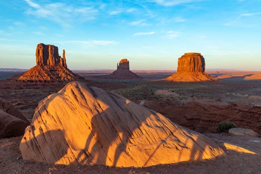 scenic view to the butte in monument valley seen from visitor center, USA