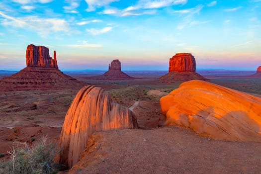 scenic morning view of west mittens butte in Monument valley, USA