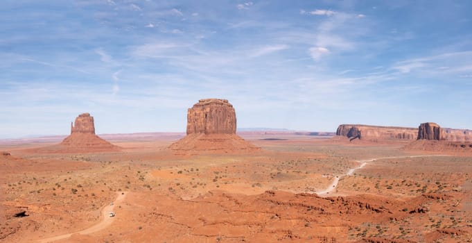 rock formation with Mitten butte in Monument Valley Navajo Tribal Park