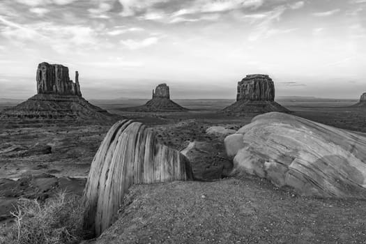 scenic morning view of west mittens butte in Monument valley, USA