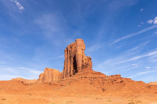 famous elephant butte in monument valley in bright sun