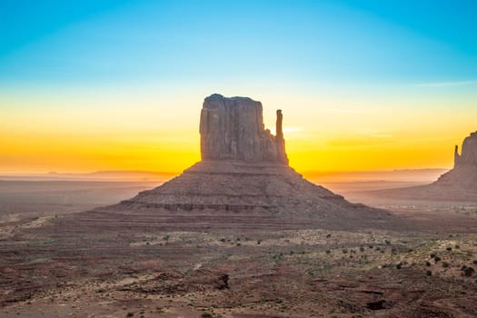 sunrise at west mitten butte in the monument valley, Utah, USA