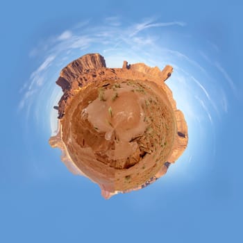 scenic view to the butte in monument valley seen from visitor center, USA