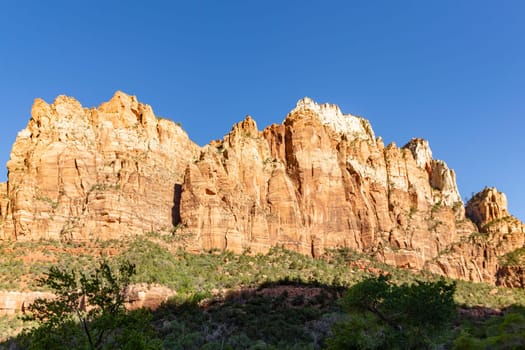 scenic mountains at Zion national Park seen from valley, UTAH, USA