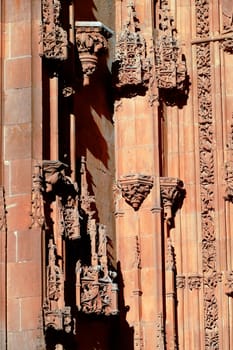 Scenic view of the details on the walls of Salamanca Cathedral in Spain