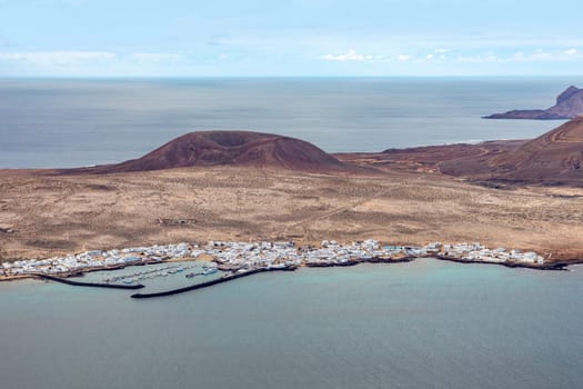 scenic view to small island La Graciosa near Lanzarote of the Canary islands
