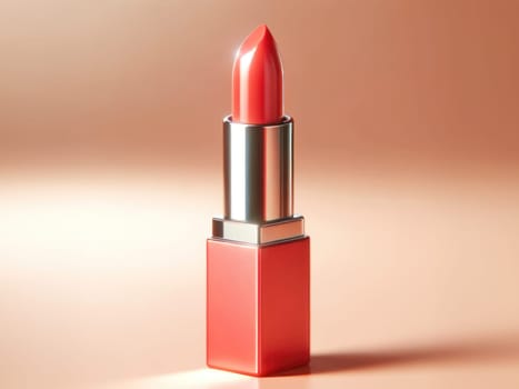 Elegant red lipstick. Created using AI generated technology and image editing software.