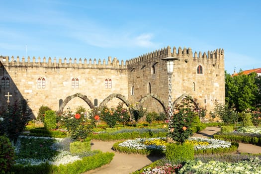 beautiful Garden of Santa Barbara and Archbishop Palace of Braga in the centre of Braga city, Portugal