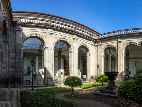 scenic outside cloister garden at cathedral in Braga, Portugal