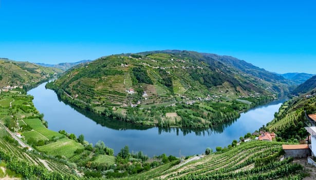 scenic Douro river bend at Mesao frio in the Porto region