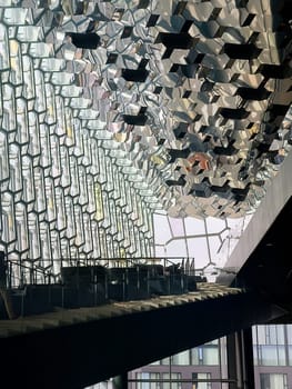 detail of HARPA Concert Hall in Reykjavik, Iceland