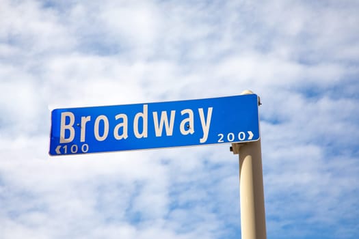 street sign Broadway downtown in San Antonio, Texas, USA