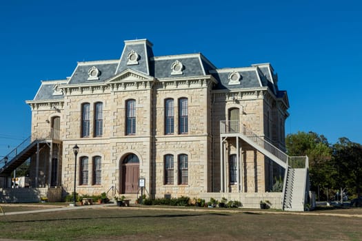 view to old historic city hall in Blanco, Texas
