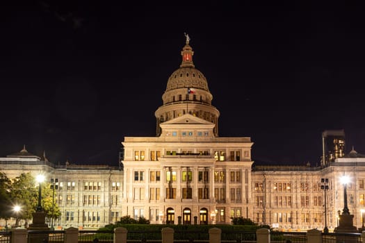 scenic historic capitol building in Austin, Texas, USA by night