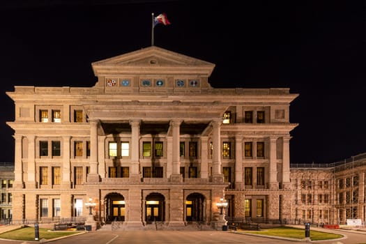 scenic historic capitol building in Austin, Texas, USA by night