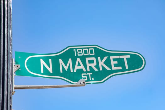 street sign  N Market at the historic district in Dallas, Texas, USA
