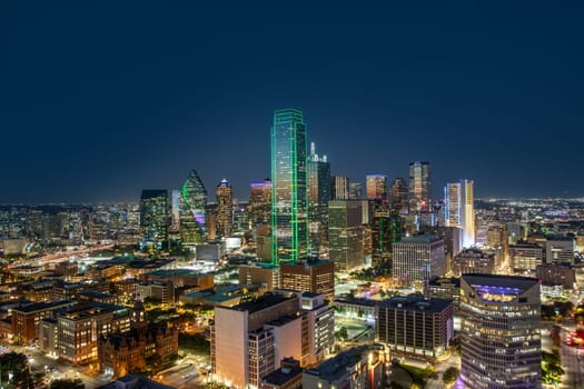 scenic skyline by night in Dallas, Texas, USA USA