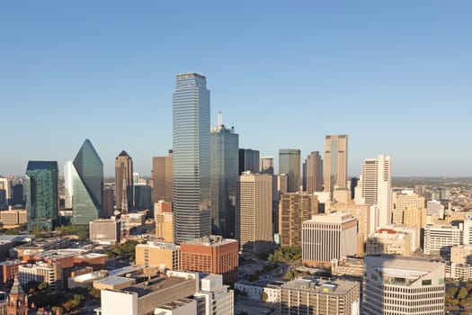 scenic skyline in late afternoon in Dallas, Texas, USA
