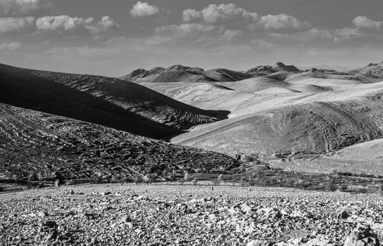 landscape in Atlas mountains in sunset in marocco